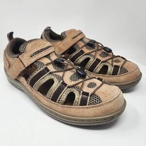 Orthofeet Naples Two Way Strap Sandal Sneaker Women 9 Wide Tan Brown Comfort